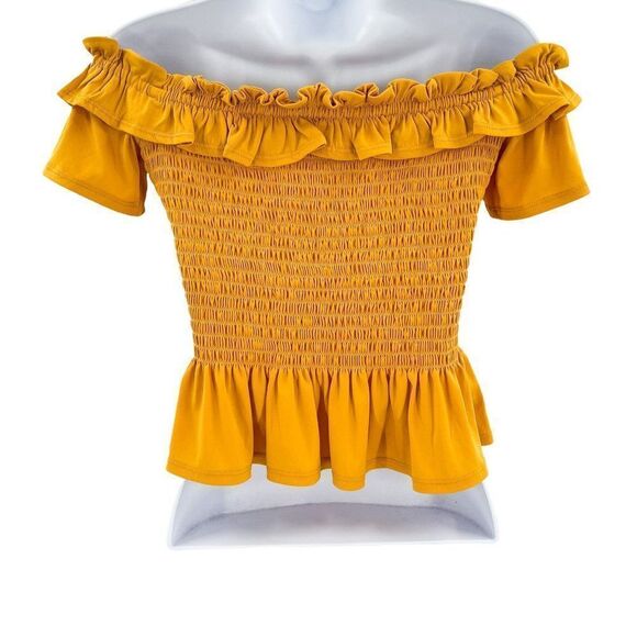 BCBGeneration Off the Shoulder Smocked Ruffle Top - Picture 4 of 8